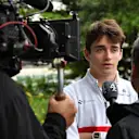 Charles Leclerc (MON) Alfa Romeo Sauber F1 Team talks with the media at Formula One World Championship, Rd3, Chinese Grand Prix, Preparations, Shanghai, China, Thursday 12 April 2018. © Mark Sutton/Sutton Images