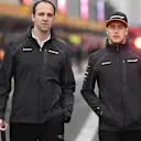Stoffel Vandoorne (BEL) McLaren walks the track with Tom Stallard (GBR) McLaren Engineer at Formula One World Championship, Rd3, Chinese Grand Prix, Preparations, Shanghai, China, Thursday 12 April 2018. © Simon Galloway/Sutton Images