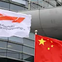 FIA flag and Chinese flag at Formula One World Championship, Rd3, Chinese Grand Prix, Preparations, Shanghai, China, Thursday 12 April 2018. © Simon Galloway/Sutton Images