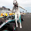 Pole sitter Lewis Hamilton (GBR) Mercedes-AMG F1 W09 EQ Power+ celebrates in parc ferme at Formula One World Championship, Rd8, French Grand Prix, Qualifying, Paul Ricard, France, Saturday 23 June 2018. © Steven Tee/LAT/Sutton Images
