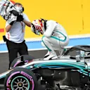 Pole sitter Lewis Hamilton (GBR) Mercedes-AMG F1 W09 EQ Power+ celebrates in parc ferme at Formula One World Championship, Rd8, French Grand Prix, Qualifying, Paul Ricard, France, Saturday 23 June 2018. © Manuel Goria/Sutton Images