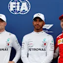 Valtteri Bottas (FIN) Mercedes-AMG F1, Lewis Hamilton (GBR) Mercedes-AMG F1 and Sebastian Vettel (GER) Ferrari in parc ferme at Formula One World Championship, Rd8, French Grand Prix, Qualifying, Paul Ricard, France, Saturday 23 June 2018. © Manuel Goria/Sutton Images