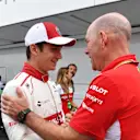 Charles Leclerc (MON) Alfa Romeo Sauber F1 Team celebrates with Jock Clear (GBR) Ferrari Chief Engineer after making Q3 at Formula One World Championship, Rd8, French Grand Prix, Qualifying, Paul Ricard, France, Saturday 23 June 2018. © Mark Sutton/Sutton Images