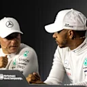 Valtteri Bottas (FIN) Mercedes-AMG F1 and Lewis Hamilton (GBR) Mercedes-AMG F1 in the Press Conference at Formula One World Championship, Rd8, French Grand Prix, Qualifying, Paul Ricard, France, Saturday 23 June 2018. © Manuel Goria/Sutton Images