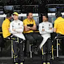 Nico Hulkenberg (GER) Renault Sport F1 Team, Cyril Abiteboul (FRA) Renault Sport F1 Managing Director and Carlos Sainz (ESP) Renault Sport F1 Team on the Renault Sport F1 Team pit wall gantry at Formula One World Championship, Rd8, French Grand Prix, Qualifying, Paul Ricard, France, Saturday 23 June 2018. © Jerry Andre/Sutton Images