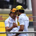 Fernando Alonso (ESP) McLaren and Carlos Sainz (ESP) Renault Sport F1 Team on the drivers parade at Formula One World Championship, Rd8, French Grand Prix, Race, Paul Ricard, France, Sunday 24 June 2018. © Jerry Andre/Sutton Images