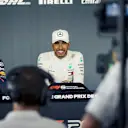Max Verstappen (NED) Red Bull Racing and Lewis Hamilton (GBR) Mercedes-AMG F1 in the Press Conference at Formula One World Championship, Rd8, French Grand Prix, Race, Paul Ricard, France, Sunday 24 June 2018. © Manuel Goria/Sutton Images