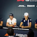 (L to R): Romain Grosjean (FRA) Haas F1, Fernando Alonso (ESP) McLaren, Esteban Ocon (FRA) Force India F1 amd Pierre Gasly (FRA) Scuderia Toro Rosso in the Press Conference at Formula One World Championship, Rd8, French Grand Prix, Preparations, Paul Ricard, France, Thursday 21 June 2018. © Manuel Goria/Sutton Images