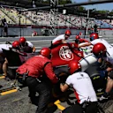 Antonio Giovinazzi (ITA) Alfa Romeo Sauber C37 pit stop at Formula One World Championship, Rd11, German Grand Prix, Practice, Hockenheim, Germany, Friday 20 July 2018. © Mark Sutton/Sutton Images