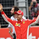Pole sitter Sebastian Vettel (GER) Ferrari celebrates in parc ferme at Formula One World Championship, Rd11, German Grand Prix, Qualifying, Hockenheim, Germany, Saturday 21 July 2018. © Jerry Andre/Sutton Images