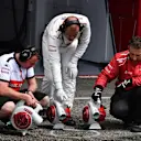 Alfa Romeo Sauber F1 Team mechanics dry the pit box at Formula One World Championship, Rd11, German Grand Prix, Qualifying, Hockenheim, Germany, Saturday 21 July 2018. © Mark Sutton/Sutton Images