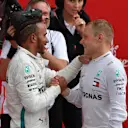 Race Winner Lewis Hamilton (GBR) Mercedes-AMG F1 and Valtteri Bottas (FIN) Mercedes-AMG F1 at Formula One World Championship, Rd11, German Grand Prix, Race, Hockenheim, Germany, Sunday 22 July 2018. © Mark Sutton/Sutton Images