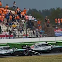 Race Winner Lewis Hamilton (GBR) Mercedes-AMG F1 and Valtteri Bottas (FIN) Mercedes-AMG F1 at Formula One World Championship, Rd11, German Grand Prix, Race, Hockenheim, Germany, Sunday 22 July 2018. © Jose Rubio/Sutton Images