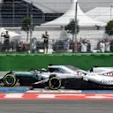 Lewis Hamilton (GBR) Mercedes-AMG F1 W09 EQ Power+ and Lance Stroll (CDN) Williams FW41 battle at Formula One World Championship, Rd11, German Grand Prix, Race, Hockenheim, Germany, Sunday 22 July 2018. © Mark Sutton/Sutton Images