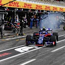 Pierre Gasly (FRA) Scuderia Toro Rosso STR13 pit stop at Formula One World Championship, Rd11, German Grand Prix, Race, Hockenheim, Germany, Sunday 22 July 2018. © Mark Sutton/Sutton Images