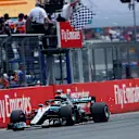 Race winner Lewis Hamilton (GBR) Mercedes-AMG F1 W09 EQ Power+ takes the chequered flag at Formula One World Championship, Rd11, German Grand Prix, Race, Hockenheim, Germany, Sunday 22 July 2018. © Andy Hone/LAT/Sutton Images