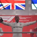 Race winner Lewis Hamilton (GBR) Mercedes-AMG F1 celebrates on the podium with the trophy at Formula One World Championship, Rd11, German Grand Prix, Race, Hockenheim, Germany, Sunday 22 July 2018. © Mark Sutton/Sutton Images