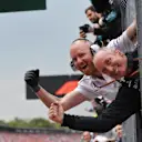 Mercedes AMG F1 celebrate at the end of the race at Formula One World Championship, Rd11, German Grand Prix, Race, Hockenheim, Germany, Sunday 22 July 2018. © Mark Sutton/Sutton Images