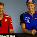 Sebastian Vettel (GER) Ferrari and Pierre Gasly (FRA) Scuderia Toro Rosso in the Press Conference at Formula One World Championship, Rd11, German Grand Prix, Preparations, Hockenheim, Germany, Thursday 19 July 2018. © Manuel Goria/Sutton Images
