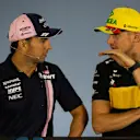 Sergio Perez (MEX) Force India and Nico Hulkenberg (GER) Renault Sport F1 Team in the Press Conference at Formula One World Championship, Rd11, German Grand Prix, Preparations, Hockenheim, Germany, Thursday 19 July 2018. © Manuel Goria/Sutton Images