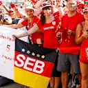 Sebastian Vettel (GER) Ferrari fans and banner at Formula One World Championship, Rd11, German Grand Prix, Preparations, Hockenheim, Germany, Thursday 19 July 2018. © Jerry Andre/Sutton Images