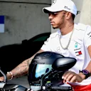 Lewis Hamilton (GBR) Mercedes-AMG F1 on his MV Agusta motorbike at Formula One World Championship, Rd12, Hungarian Grand Prix, Practice, Hungaroring, Hungary, Friday 27 July 2018. © Jerry Andre/Sutton Images