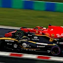 Nico Hulkenberg (GER) Renault Sport F1 Team RS18 and Sebastian Vettel (GER) Ferrari SF-71H at Formula One World Championship, Rd12, Hungarian Grand Prix, Qualifying, Hungaroring, Hungary, Saturday 28 July 2018. © Manuel Goria/Sutton Images
