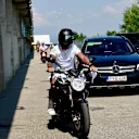 Lewis Hamilton (GBR) Mercedes-AMG F1 on his MV Agusta motorbike at Formula One World Championship, Rd12, Hungarian Grand Prix, Qualifying, Hungaroring, Hungary, Saturday 28 July 2018. © Jerry Andre/Sutton Images