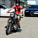 Sebastian Vettel (GER) Ferrari on his Triumph motorbike at Formula One World Championship, Rd12, Hungarian Grand Prix, Qualifying, Hungaroring, Hungary, Saturday 28 July 2018. © Jerry Andre/Sutton Images