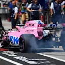Sergio Perez (MEX) Force India VJM11 wheel spin at Formula One World Championship, Rd12, Hungarian Grand Prix, Qualifying, Hungaroring, Hungary, Saturday 28 July 2018. © Mark Sutton/Sutton Images