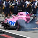 Sergio Perez (MEX) Force India VJM11 wheel spin at Formula One World Championship, Rd12, Hungarian Grand Prix, Qualifying, Hungaroring, Hungary, Saturday 28 July 2018. © Mark Sutton/Sutton Images