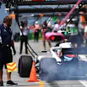 Sergey Sirotkin (RUS) Williams FW41 wheel spin and tyre smoke at Formula One World Championship, Rd12, Hungarian Grand Prix, Qualifying, Hungaroring, Hungary, Saturday 28 July 2018. © Mark Sutton/Sutton Images