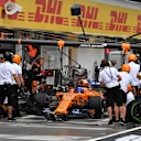 Fernando Alonso (ESP) McLaren MCL33 pit stop at Formula One World Championship, Rd12, Hungarian Grand Prix, Qualifying, Hungaroring, Hungary, Saturday 28 July 2018. © Mark Sutton/Sutton Images