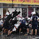 Lance Stroll (CDN) Williams FW41 pit stop for nose change in Q2 at Formula One World Championship, Rd12, Hungarian Grand Prix, Qualifying, Hungaroring, Hungary, Saturday 28 July 2018. © Mark Sutton/Sutton Images