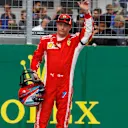 Kimi Raikkonen (FIN) Ferrari celebrates in parc ferme at Formula One World Championship, Rd12, Hungarian Grand Prix, Qualifying, Hungaroring, Hungary, Saturday 28 July 2018. © Manuel Goria/Sutton Images