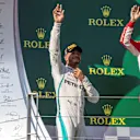 Lewis Hamilton (GBR) Mercedes-AMG F1 and Sebastian Vettel (GER) Ferrari celebrate on the podium at Formula One World Championship, Rd12, Hungarian Grand Prix, Race, Hungaroring, Hungary, Sunday 29 July 2018. © Manuel Goria/Sutton Images