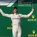 (L to R): Sebastian Vettel (GER) Ferrari, Lewis Hamilton (GBR) Mercedes-AMG F1 and Kimi Raikkonen (FIN) Ferrari celebrate on the podium at Formula One World Championship, Rd12, Hungarian Grand Prix, Race, Hungaroring, Hungary, Sunday 29 July 2018. © Manuel Goria/Sutton Images
