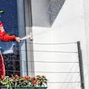 Kimi Raikkonen (FIN) Ferrari celebrates on the podium with the champagne at Formula One World Championship, Rd12, Hungarian Grand Prix, Race, Hungaroring, Hungary, Sunday 29 July 2018. © Manuel Goria/Sutton Images