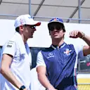 Esteban Ocon (FRA) Force India F1 and Lance Stroll (CDN) Williams on the drivers parade at Formula One World Championship, Rd12, Hungarian Grand Prix, Race, Hungaroring, Hungary, Sunday 29 July 2018. © Mark Sutton/Sutton Images