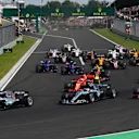Lewis Hamilton (GBR) Mercedes-AMG F1 W09 EQ Power+ leads Valtteri Bottas (FIN) Mercedes-AMG F1 W09 EQ Power+ at the start of the race at Formula One World Championship, Rd12, Hungarian Grand Prix, Race, Hungaroring, Hungary, Sunday 29 July 2018. © Jerry Andre/Sutton Images