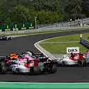 Marcus Ericsson (SWE) Alfa Romeo Sauber C37 and Charles Leclerc (MON) Alfa Romeo Sauber C37 at the start of the race at Formula One World Championship, Rd12, Hungarian Grand Prix, Race, Hungaroring, Hungary, Sunday 29 July 2018. © Jerry Andre/Sutton Images