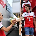 Marcus Ericsson (SWE) Alfa Romeo Sauber F1 Team and Antonio Giovinazzi (ITA) Alfa Romeo Sauber F1 Team at Formula One World Championship, Rd12, Hungarian Grand Prix, Preparations, Hungaroring, Hungary, Thursday 26 July 2018. © Mark Sutton/Sutton Images