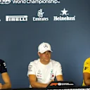 (L to R): Esteban Ocon (FRA) Force India F1, Valtteri Bottas (FIN) Mercedes-AMG F1 and Carlos Sainz jr (ESP) Renault Sport F1 Team in the Press Conference at Formula One World Championship, Rd12, Hungarian Grand Prix, Preparations, Hungaroring, Hungary, Thursday 26 July 2018. © Manuel Goria/Sutton Images