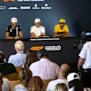 (L to R): Esteban Ocon (FRA) Force India F1, Valtteri Bottas (FIN) Mercedes-AMG F1 and Carlos Sainz jr (ESP) Renault Sport F1 Team in the Press Conference at Formula One World Championship, Rd12, Hungarian Grand Prix, Preparations, Hungaroring, Hungary, Thursday 26 July 2018. © Manuel Goria/Sutton Images