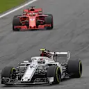 Charles Leclerc, Alfa Romeo Sauber C37 and Sebastian Vettel, Ferrari SF71H at Formula One World Championship, Rd14, Italian Grand Prix, Practice, Monza, Italy, Friday 31 August 2018. © Jerry Andre/Sutton Images