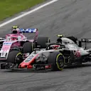 Kevin Magnussen, Haas F1 Team VF-18 and Esteban Ocon, Racing Point Force India VJM11 at Formula One World Championship, Rd14, Italian Grand Prix, Practice, Monza, Italy, Friday 31 August 2018. © Jerry Andre/Sutton Images