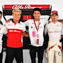 Marcus Ericsson, Alfa Romeo Sauber F1 Team and Charles Leclerc, Alfa Romeo Sauber F1 Team with eSports drivers at Formula One World Championship, Rd14, Italian Grand Prix, Practice, Monza, Italy, Friday 31 August 2018. © Mark Sutton/Sutton Images