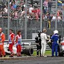 Marcus Ericsson, Alfa Romeo Sauber F1 Team at the Medical Car following his big crash in FP2 at Formula One World Championship, Rd14, Italian Grand Prix, Practice, Monza, Italy, Friday 31 August 2018. © Mark Sutton/Sutton Images