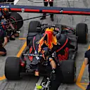 Daniel Ricciardo, Red Bull Racing RB14 in his pit box at Formula One World Championship, Rd14, Italian Grand Prix, Qualifying, Monza, Italy, Saturday 1 September 2018. © Jerry Andre/Sutton Images