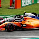 Kevin Magnussen, Haas F1 Team VF-18 and Fernando Alonso, McLaren MCL33 battle in Q2 at Formula One World Championship, Rd14, Italian Grand Prix, Qualifying, Monza, Italy, Saturday 1 September 2018. © Sam Bloxham/LAT/Sutton Images